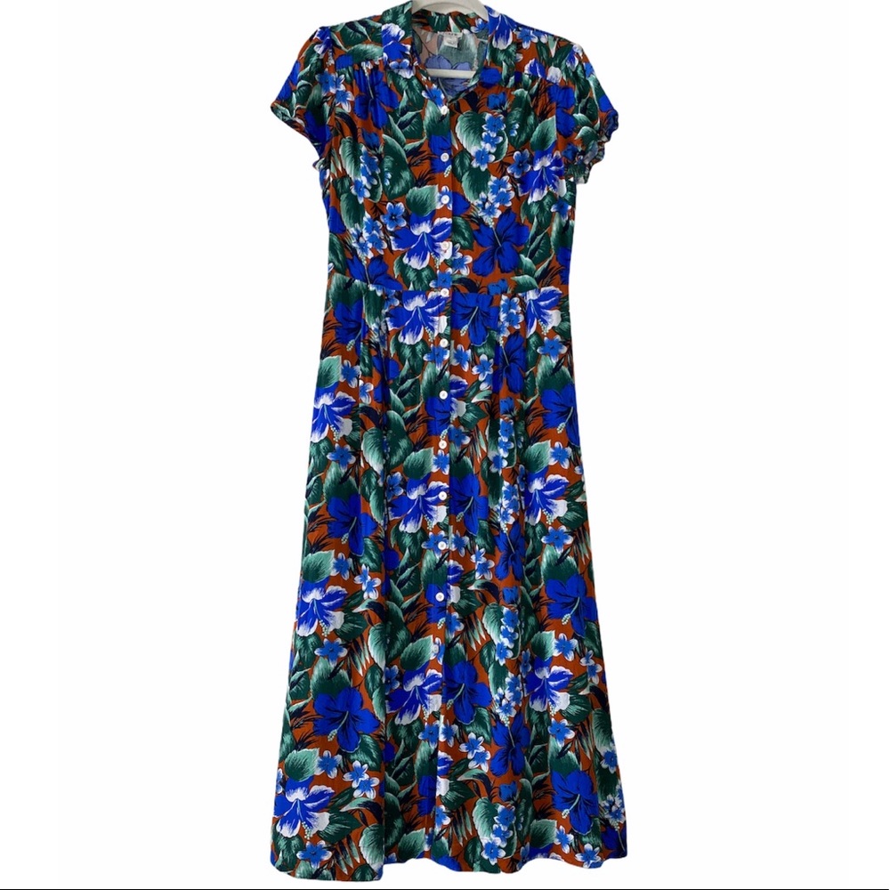 J. Crew Floral Maxi Dress - Blue and Green